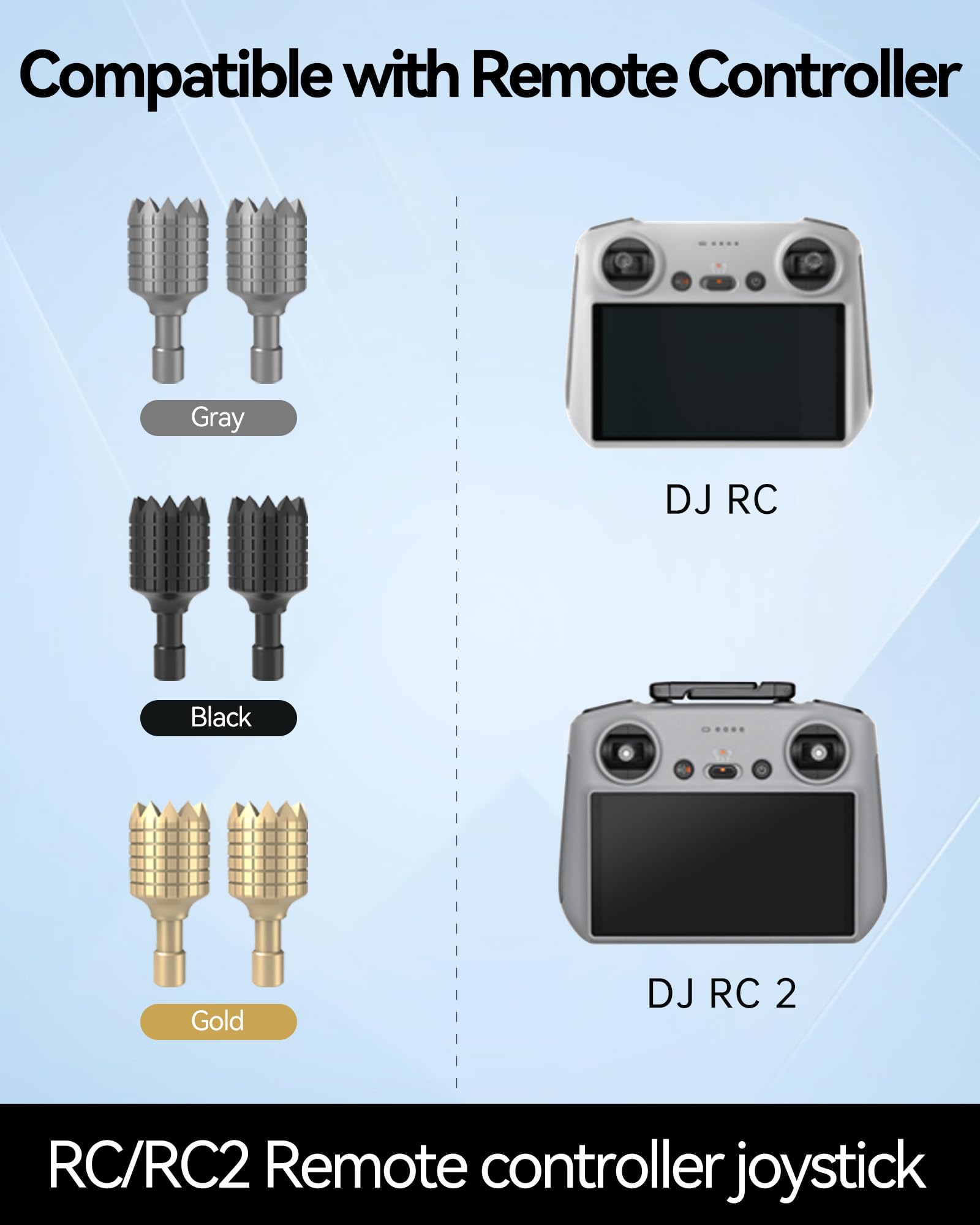 LKTOP 3 Pairs Joystick Sticks for DJI RC/RC2 – Aerospace Aluminum Replacement for Mini 3, Air 3, Mavic 3 & More