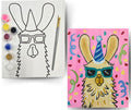 Llama Paint Kit for Kids: Hand-Drawn Pre-Sketched Canvas & Paint Set (8x10 Inches)