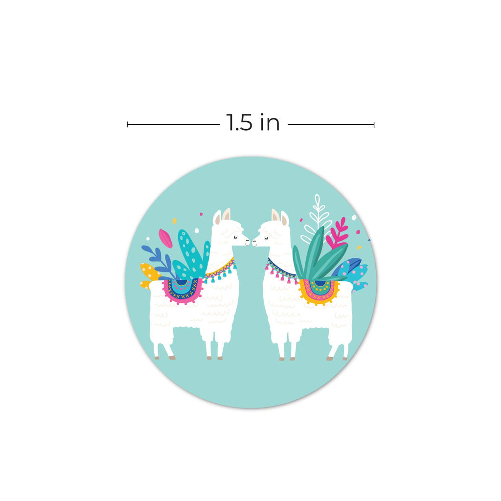 Llama Party Stickers - 250 Festive Desert Event Decals, 1.5" Round - SBLABELS