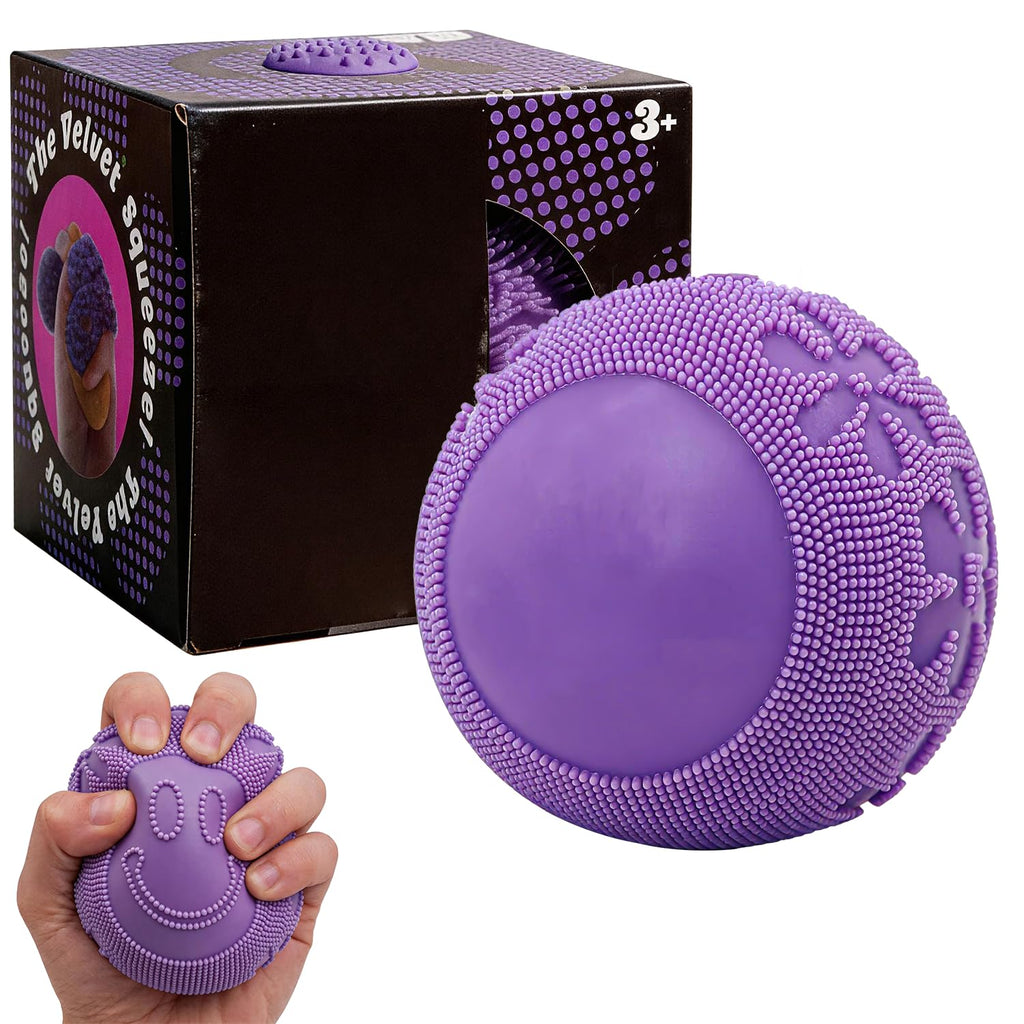 LLIEIFQ Fuzz Ball Squishy Stress Ball Toy – Purple Soft Fidget Toy for Anxiety Relief