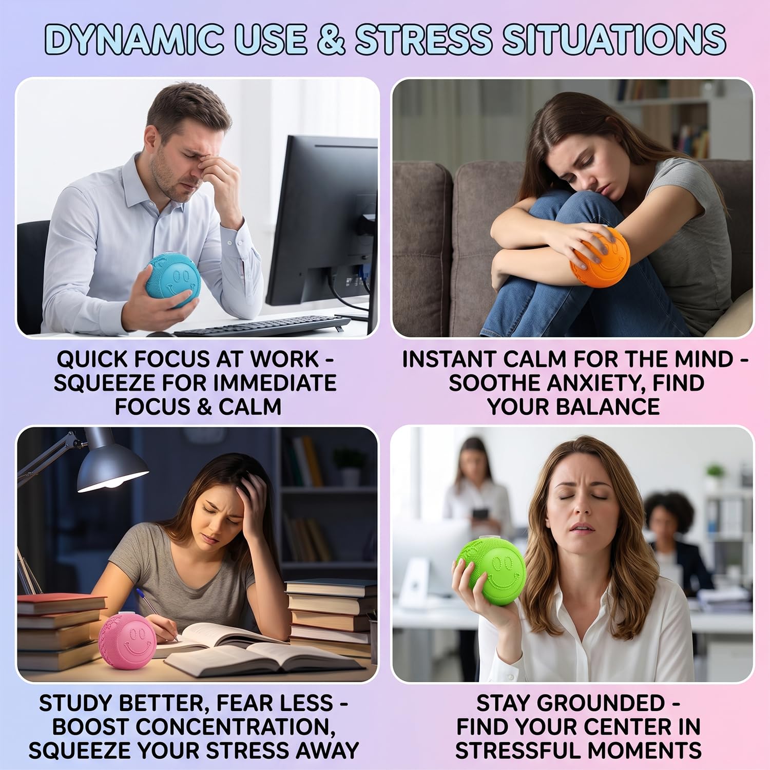 LLIEIFQ Fuzz Ball Squishy Stress Ball Toy – Purple Soft Fidget Toy for Anxiety Relief