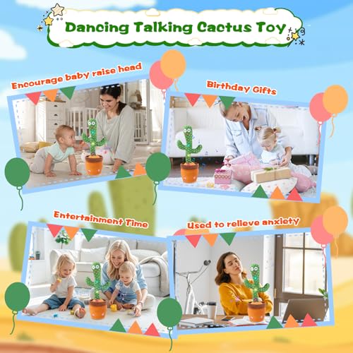 LLUKEME Dancing Talking Giraffe Toy (Cactus) - Repeats What You Say, Glows & Sings 10 Songs for Toddlers and Babies