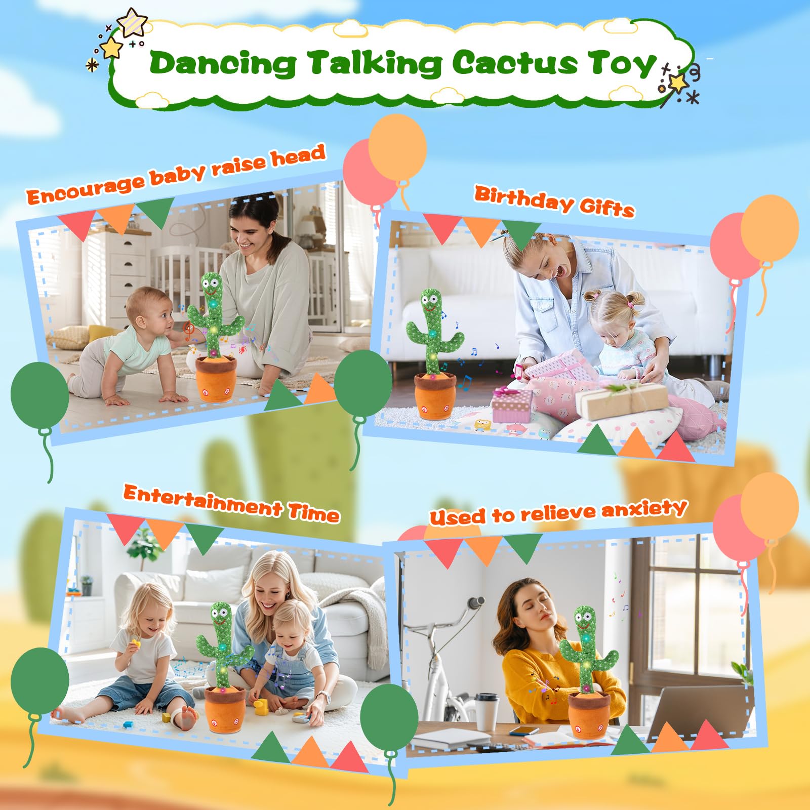 LLUKEME Dancing Talking Giraffe Toy (Cactus) - Repeats What You Say, Glows & Sings 10 Songs for Toddlers and Babies
