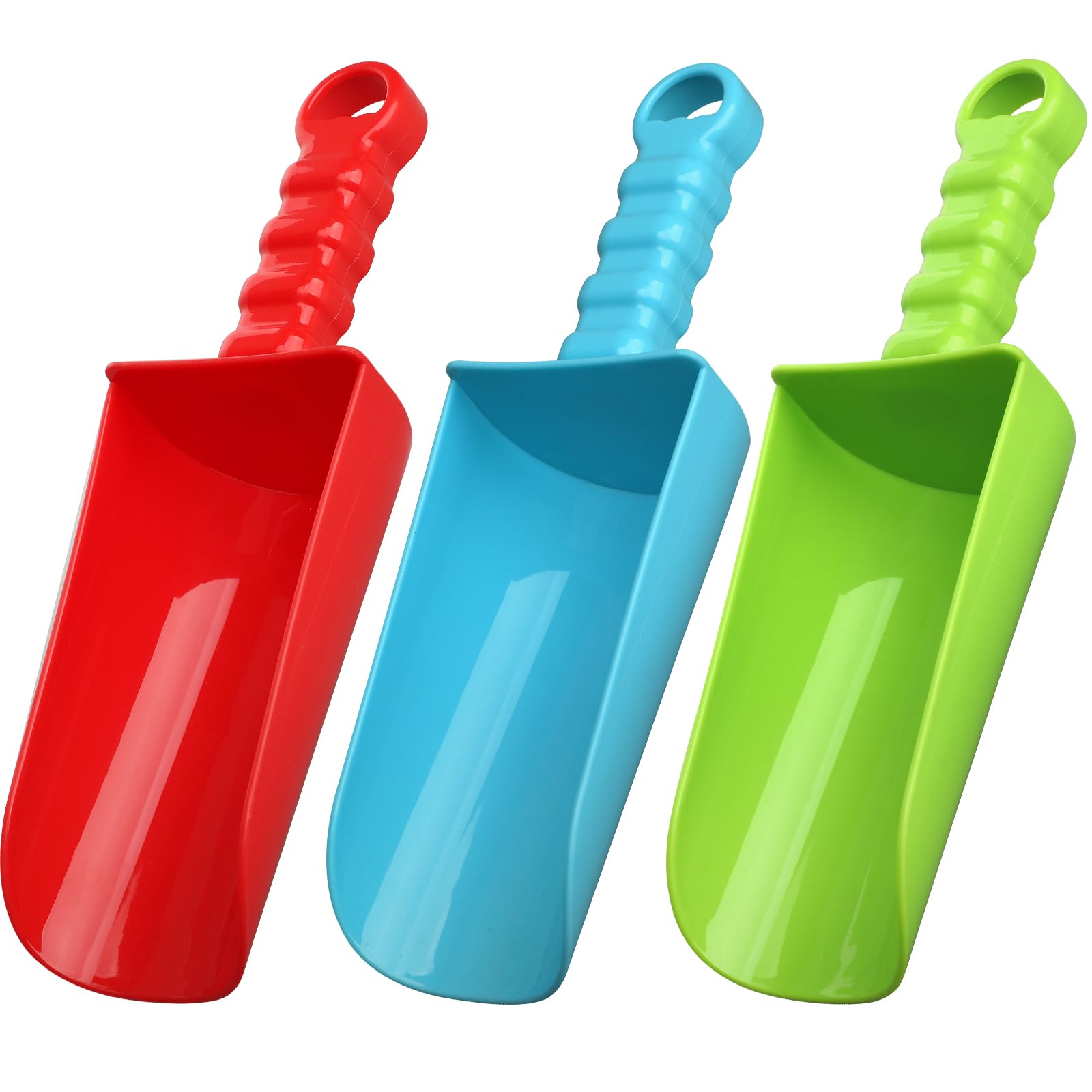 LNCOJOLM 3-Pack Thick Plastic Beach Shovels – 9.8 Inch Heavy-Duty Sand Scoops for Kids and Adults