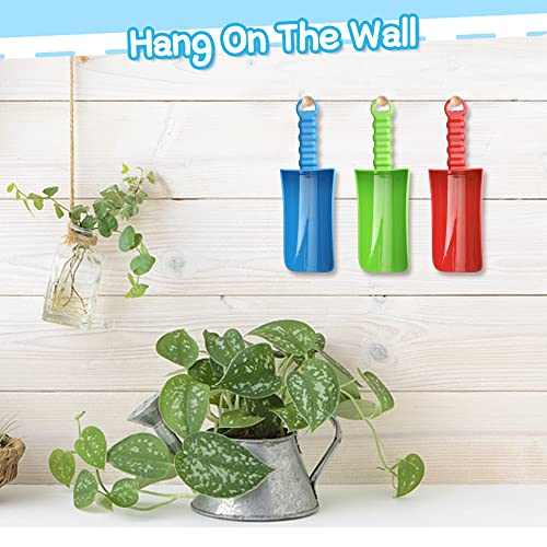 LNCOJOLM 3-Pack Thick Plastic Beach Shovels – 9.8 Inch Heavy-Duty Sand Scoops for Kids and Adults