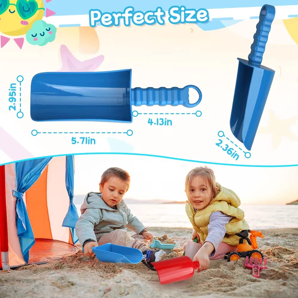 LNCOJOLM 3-Pack Thick Plastic Beach Shovels – 9.8 Inch Heavy-Duty Sand Scoops for Kids and Adults