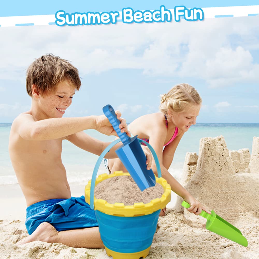 LNCOJOLM 3-Pack Thick Plastic Beach Shovels – 9.8 Inch Heavy-Duty Sand Scoops for Kids and Adults