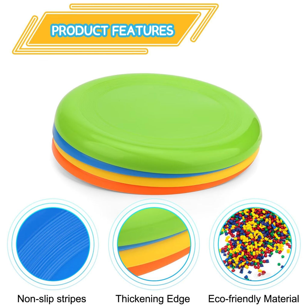 LNCOJOLM 8-Inch Flying Discs (8 Pack) – Stable Flight, Non-Slip Grip, Vibrant Colors for Outdoor Games