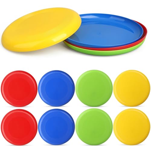 LNCOJOLM 8-Inch Flying Discs (8 Pack) – Stable Flight, Non-Slip Grip, Vibrant Colors for Outdoor Games