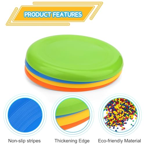 LNCOJOLM 8-Inch Flying Discs (8 Pack) – Stable Flight, Non-Slip Grip, Vibrant Colors for Outdoor Games