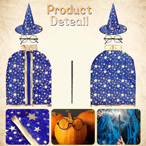 LNCOJOLM Wizard Witch Cloak Costume for Kids – Adjustable Cape with Hat for Ages 3-14