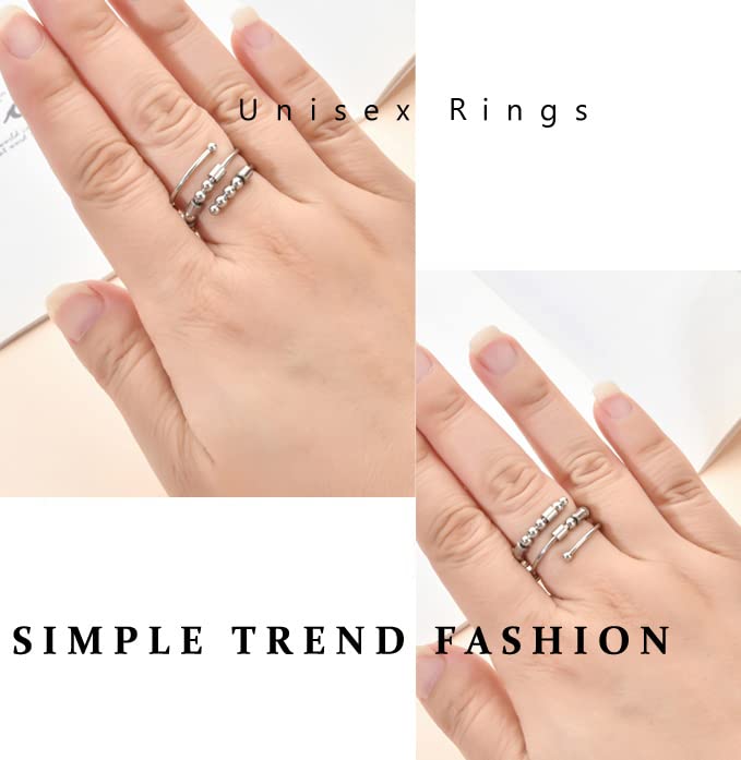 LNIEER Morse Code Fidget Ring - Adjustable Stainless Steel Anxiety Spinner Ring, Inspirational Gift for Women & Men