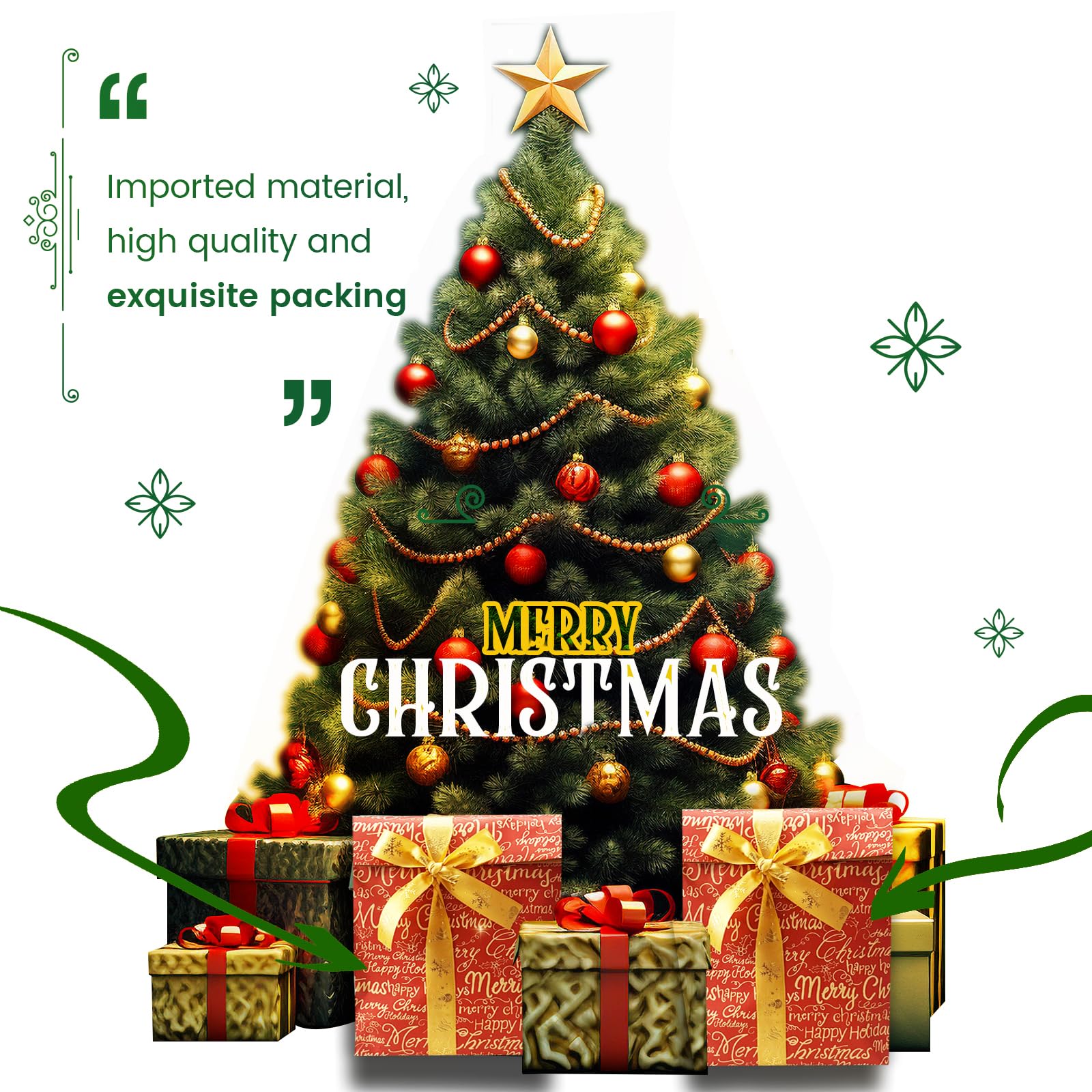 LNV 3ft DIY Felt Christmas Tree Set - 32 Ornaments & LED Lights, Gift Ready for Toddlers