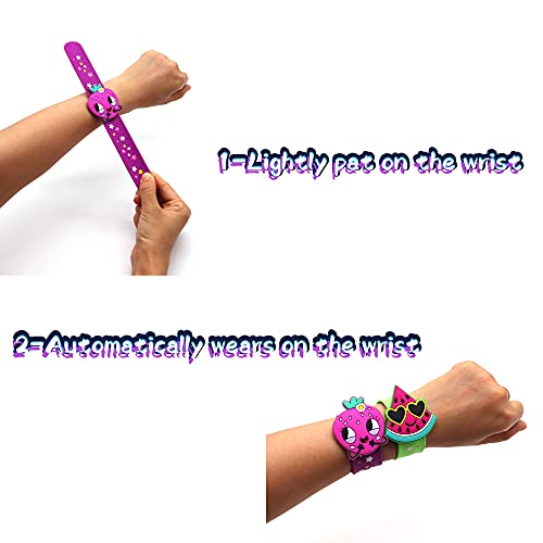 LOCHSOEL Fruit Slap Bracelets – 6-Pack Silicone Wristbands with Detachable Charms for Party Favors