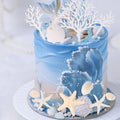 LOIYSHINE 20-Piece Sea Shell Cake Decorations Set - Under the Sea Theme with Starfish, Coral, and Natural Shells for Birthday Parties, Baby Showers, Weddings