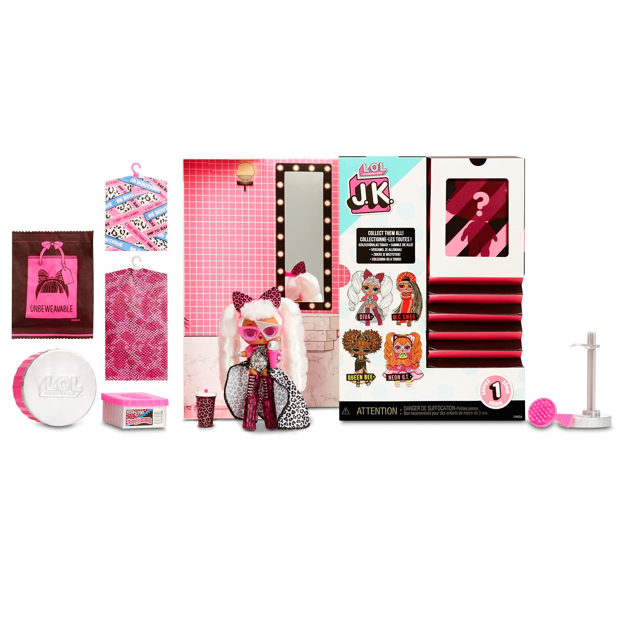 LOL Surprise JK Diva Mini Fashion Doll with 15 Surprises - Real Styled Hair, Outfits, and Accessories