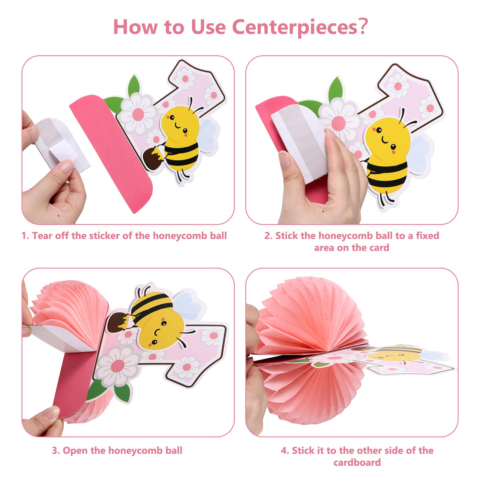 Lomantank Happy 1st Bee Day Decorations Set – 13 Monthly Photo Cards & 5 Honeycomb Centerpieces for Baby Shower or First Birthday