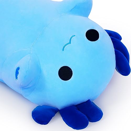 Long Axolotl Plush Body Pillow - 19.6" Soft Stuffed Animal for Kids, Blue Gift