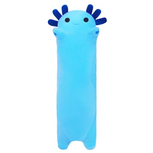 Long Axolotl Plush Body Pillow - 19.6" Soft Stuffed Animal for Kids, Blue Gift