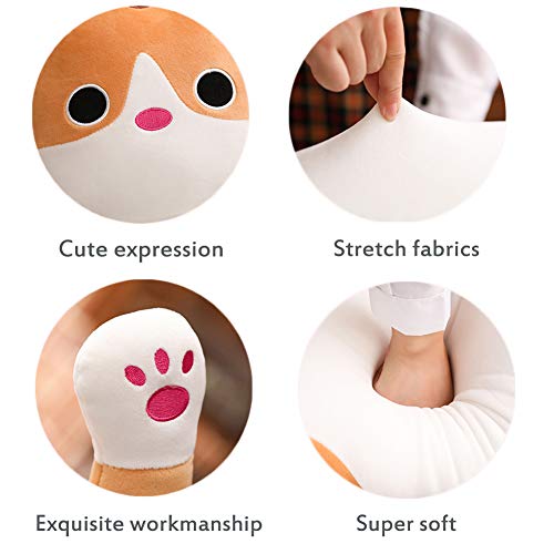 Long Cat Plush Pillow 19.68 Inches - Stretch Velvet Cuddle Toy for Kids, Brown