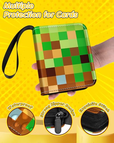 Lotadilo Mini 1-Pocket Card Binder – Holds 80 Cards, Green Checkered, Lightweight & Portable for Sports & Game Cards