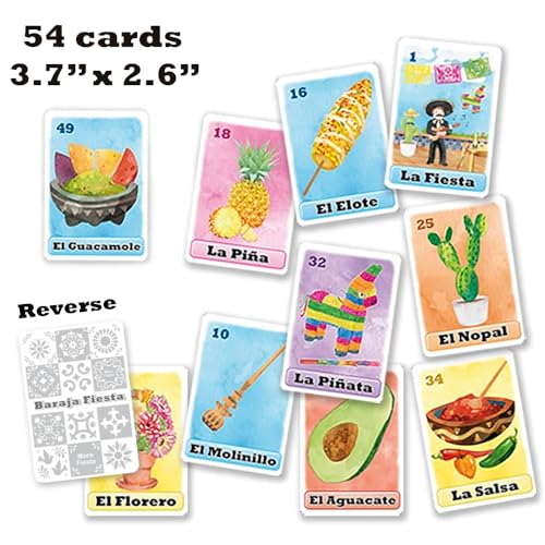 Loteria Fiesta Mexican Bingo Game Set for 10 Players - 54 Calling Cards & 10 Boards
