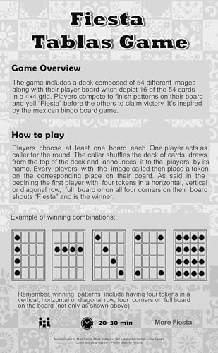 Loteria Fiesta Mexican Bingo Game Set for 10 Players - 54 Calling Cards & 10 Boards