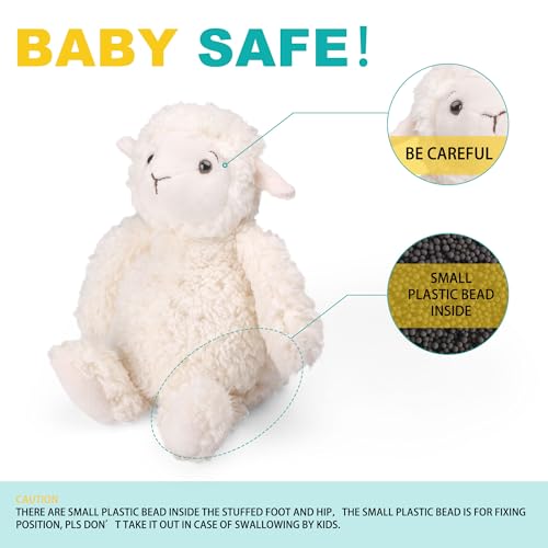 LotFancy 12-Inch Lamb Stuffed Animal - Soft Cuddly Plush with Eco-Friendly Filling, Safe for Kids