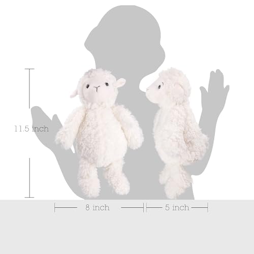 LotFancy 12-Inch Lamb Stuffed Animal - Soft Cuddly Plush with Eco-Friendly Filling, Safe for Kids