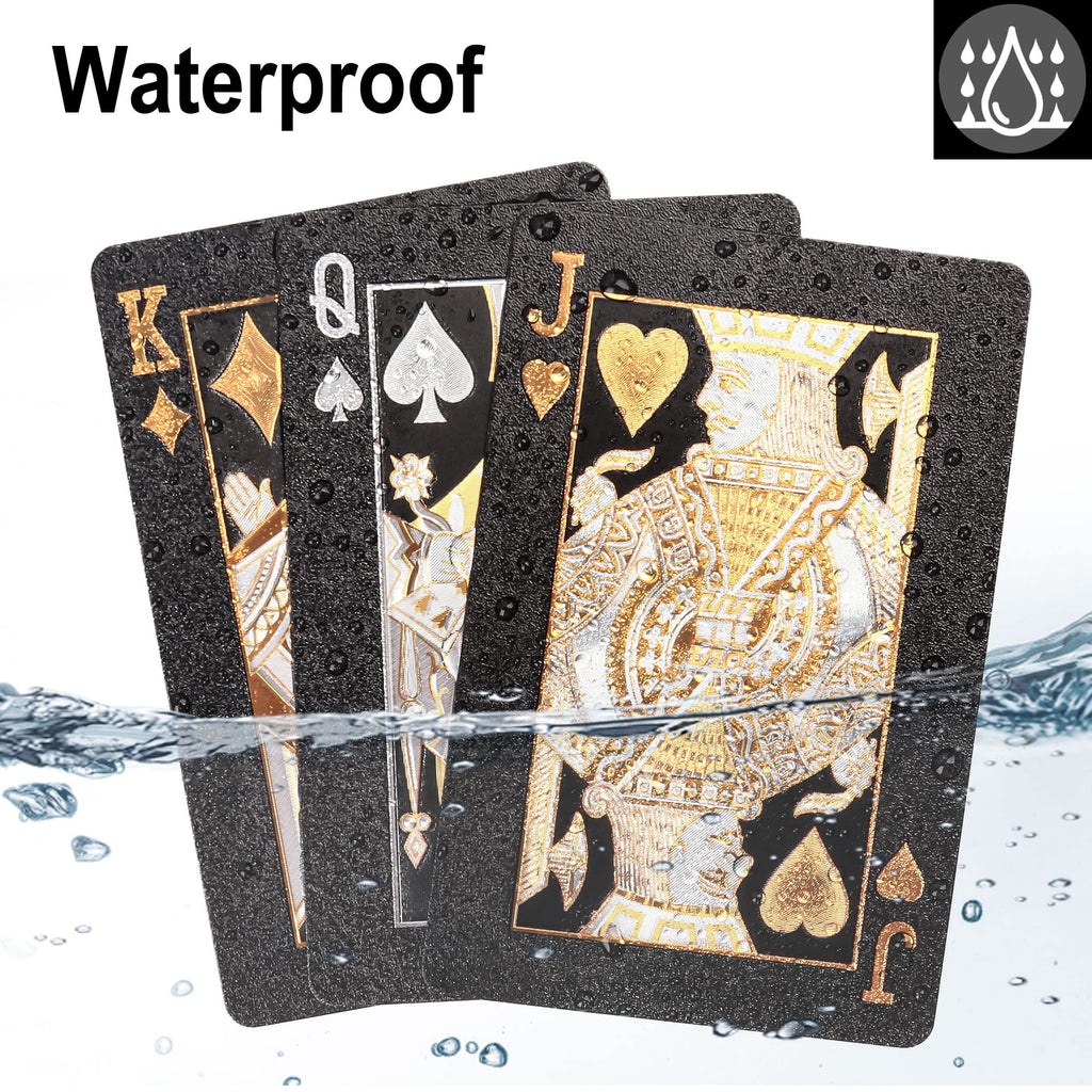 LotFancy 2 Decks Plastic Playing Cards - Waterproof Bridge Size with Cases, for Pool Beach Magic