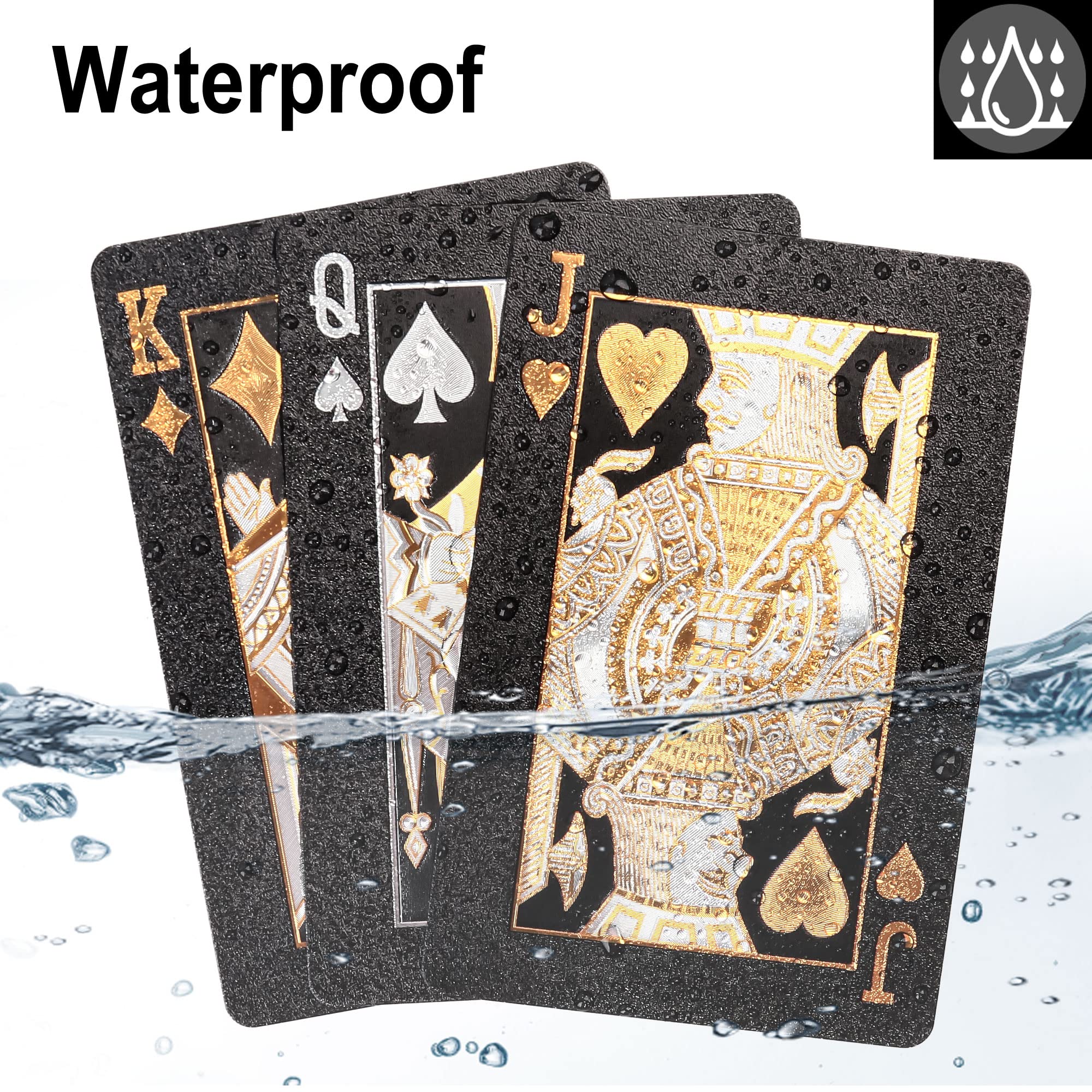 LotFancy 2 Decks Plastic Playing Cards - Waterproof Bridge Size with Cases, for Pool Beach Magic