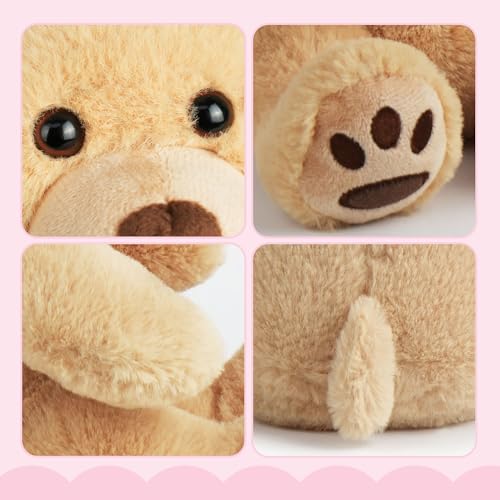 LotFancy 8-Inch Light Brown Teddy Bear – Soft Plush Stuffed Animal for Kids