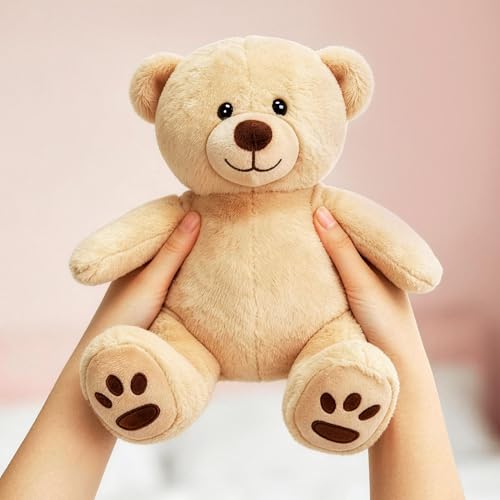 LotFancy 8-Inch Light Brown Teddy Bear – Soft Plush Stuffed Animal for Kids