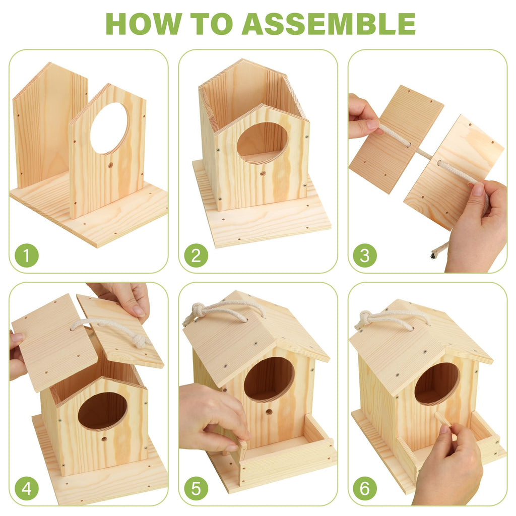 LotFancy DIY Birdhouse Kit – Build and Paint Your Own Wooden Bird House for Kids Ages 4+