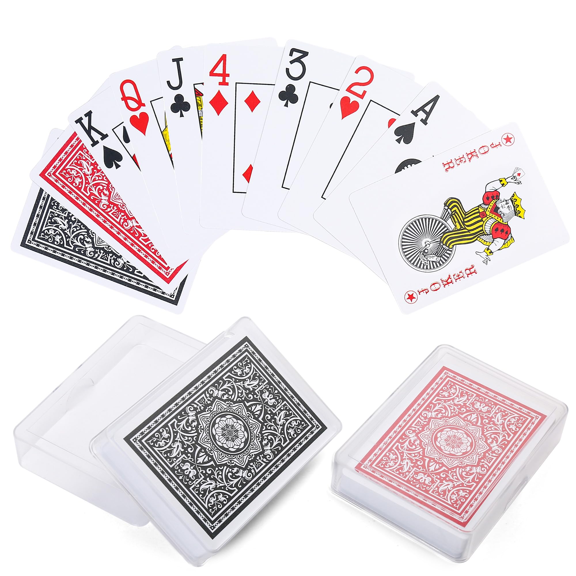 LotFancy Waterproof Plastic Playing Cards 2 Decks Jumbo Index Large Print for Pool Beach & Poker
