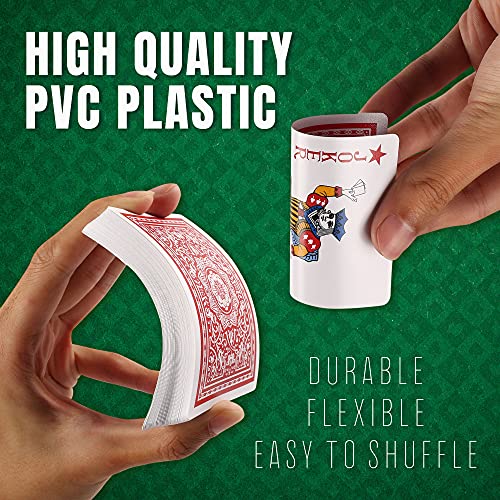 LotFancy Waterproof Plastic Playing Cards 2 Decks Jumbo Index Large Print for Pool Beach & Poker