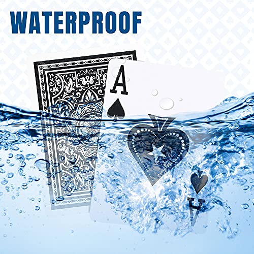 LotFancy Waterproof Plastic Playing Cards 2 Decks Jumbo Index Large Print for Pool Beach & Poker