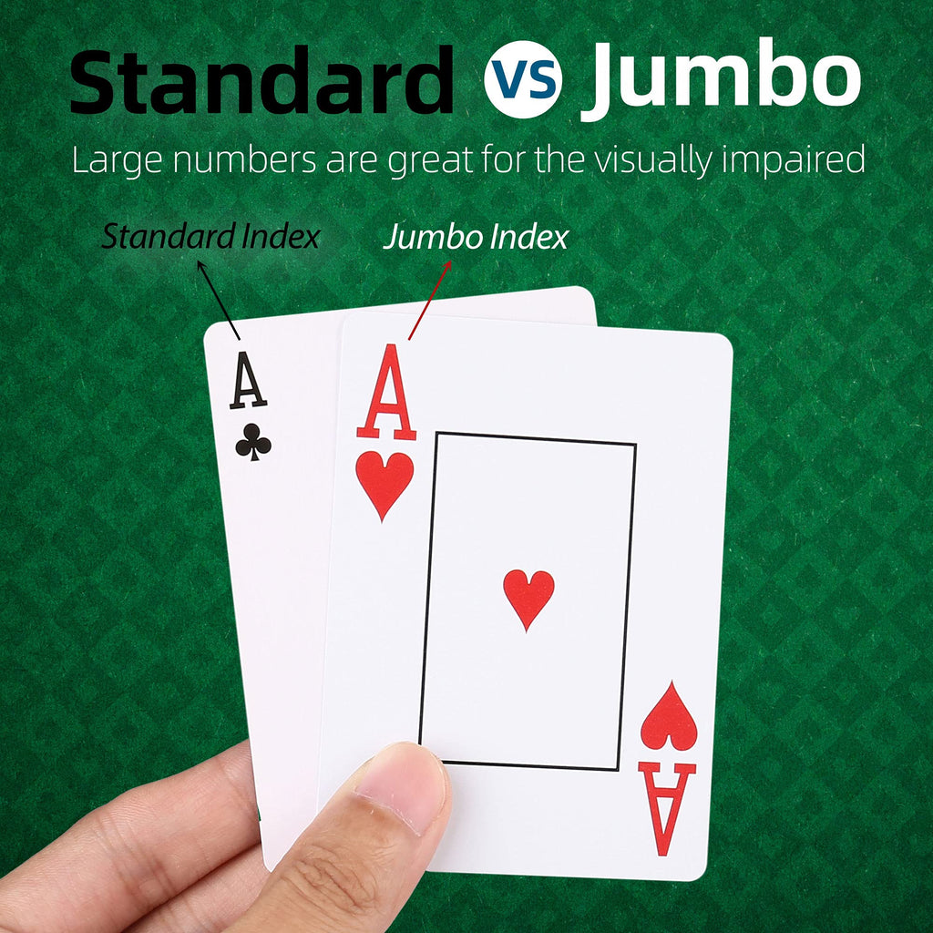 LotFancy Waterproof Plastic Playing Cards 2 Decks Jumbo Index Large Print for Pool Beach & Poker