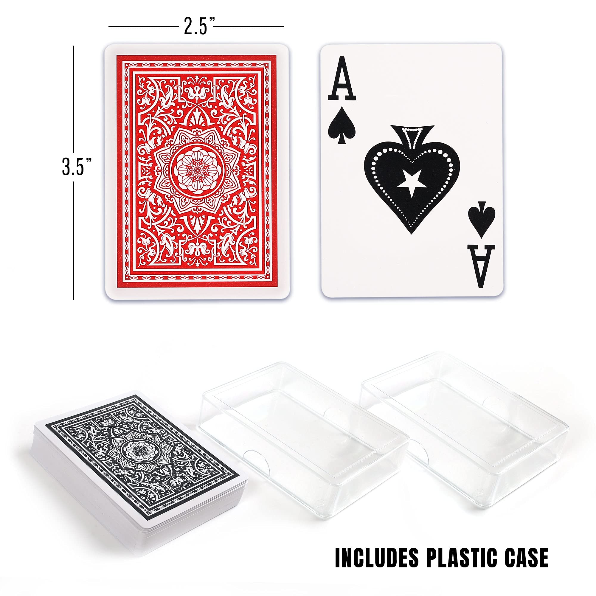 LotFancy Waterproof Plastic Playing Cards 2 Decks Jumbo Index Large Print for Pool Beach & Poker