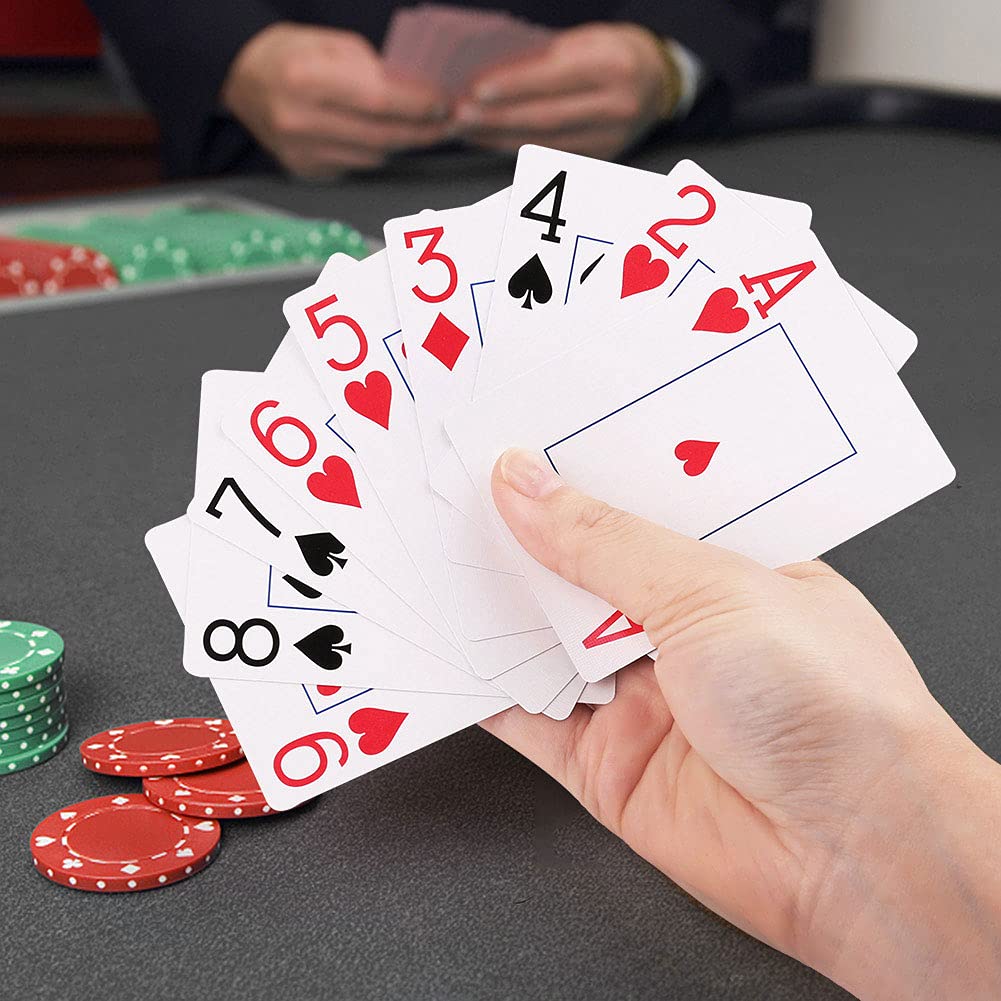 LotFancy Waterproof Plastic Playing Cards 2 Decks Jumbo Index Large Print for Pool Beach & Poker