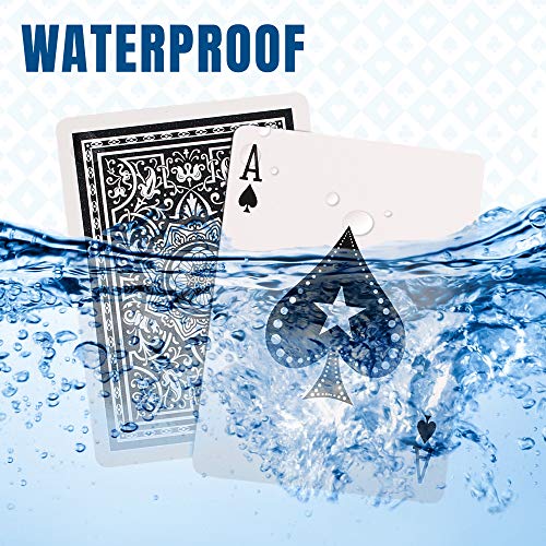 LotFancy Waterproof Playing Cards – 100% Plastic, 2 Decks (Red & Black), Poker Size, Standard Index, Washable PVC for Pool, Beach & Magic Tricks