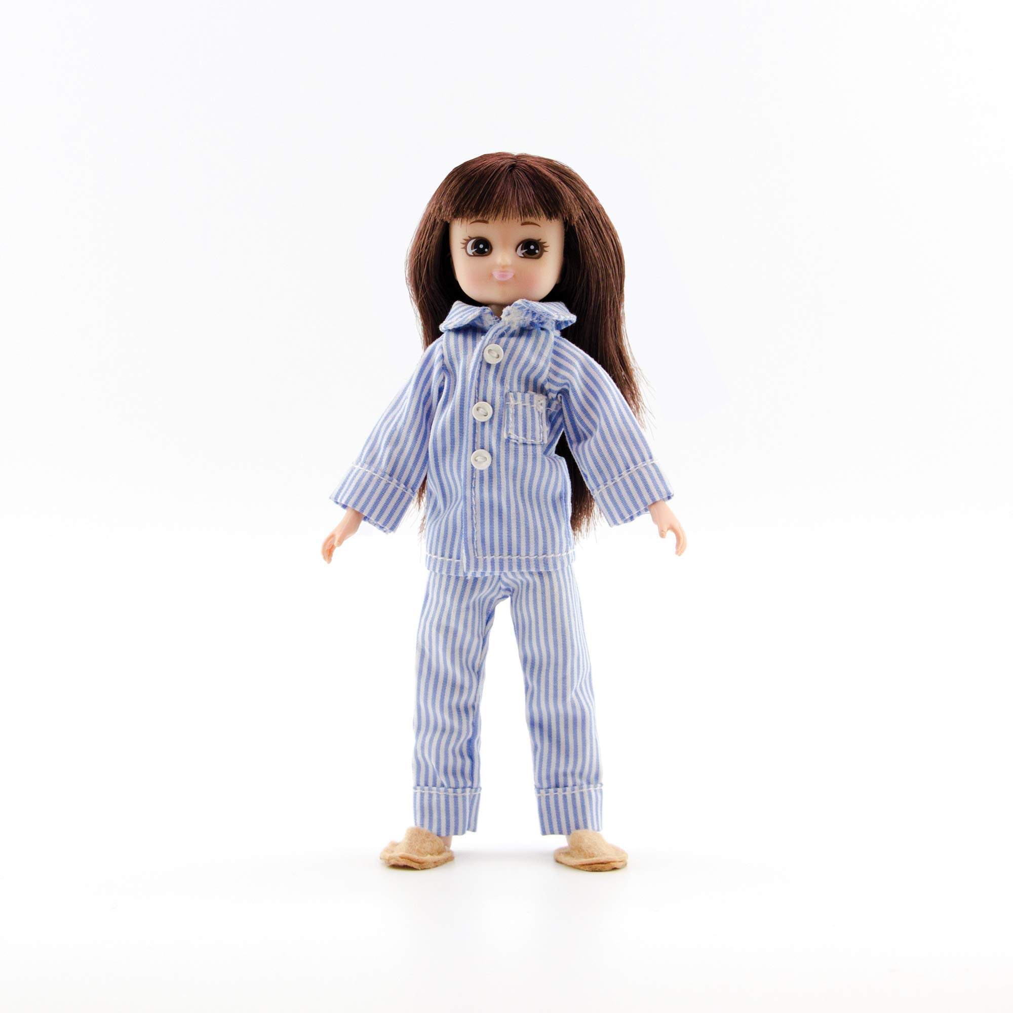 Lottie Pyjama Party Outfit Set for 7-Inch Dolls – Striped Pajamas, Slippers, and Blanket
