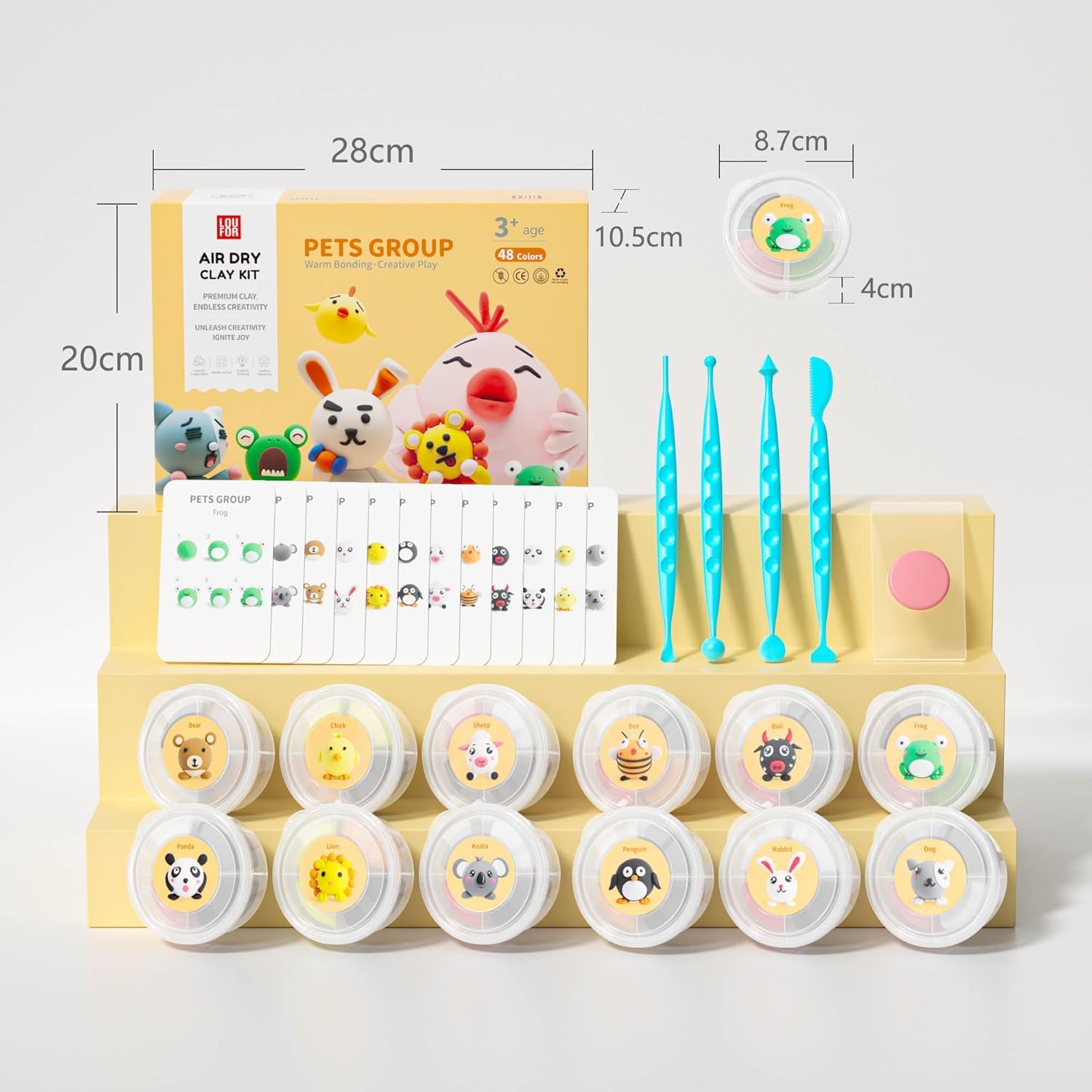 LOUFOR Air Dry Clay Kit for Kids - 48 Colors, Non-Toxic, 12 Boxes with Sculpting Tools and Tutorials