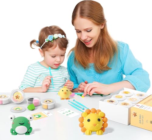 LOUFOR Air Dry Clay Kit for Kids - 48 Colors, Non-Toxic, 12 Boxes with Sculpting Tools and Tutorials