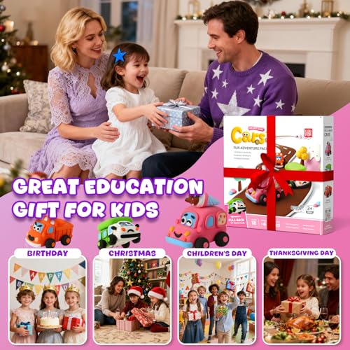 LOUFOR Air Dry Clay Kit for Kids – Make 3 Pull-Back Cars, Ultra-Light Modeling Clay with Tools & Tutorial