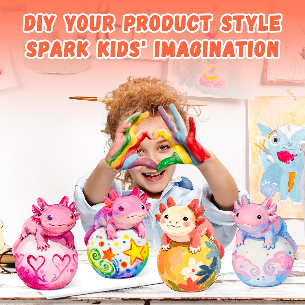 Loungelore Paint Your Own Axolotl Lamp Kit – DIY Tap Night Light for Kids