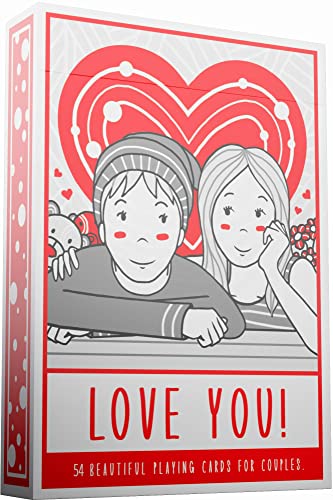 Love You Playing Cards, Red & Medieval Black Deck with Unique Hand Drawn Love Artwork