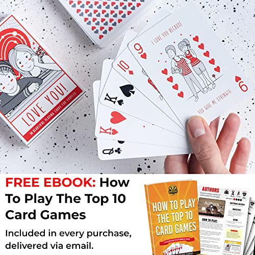 Love You Playing Cards, Red & Medieval Black Deck with Unique Hand Drawn Love Artwork