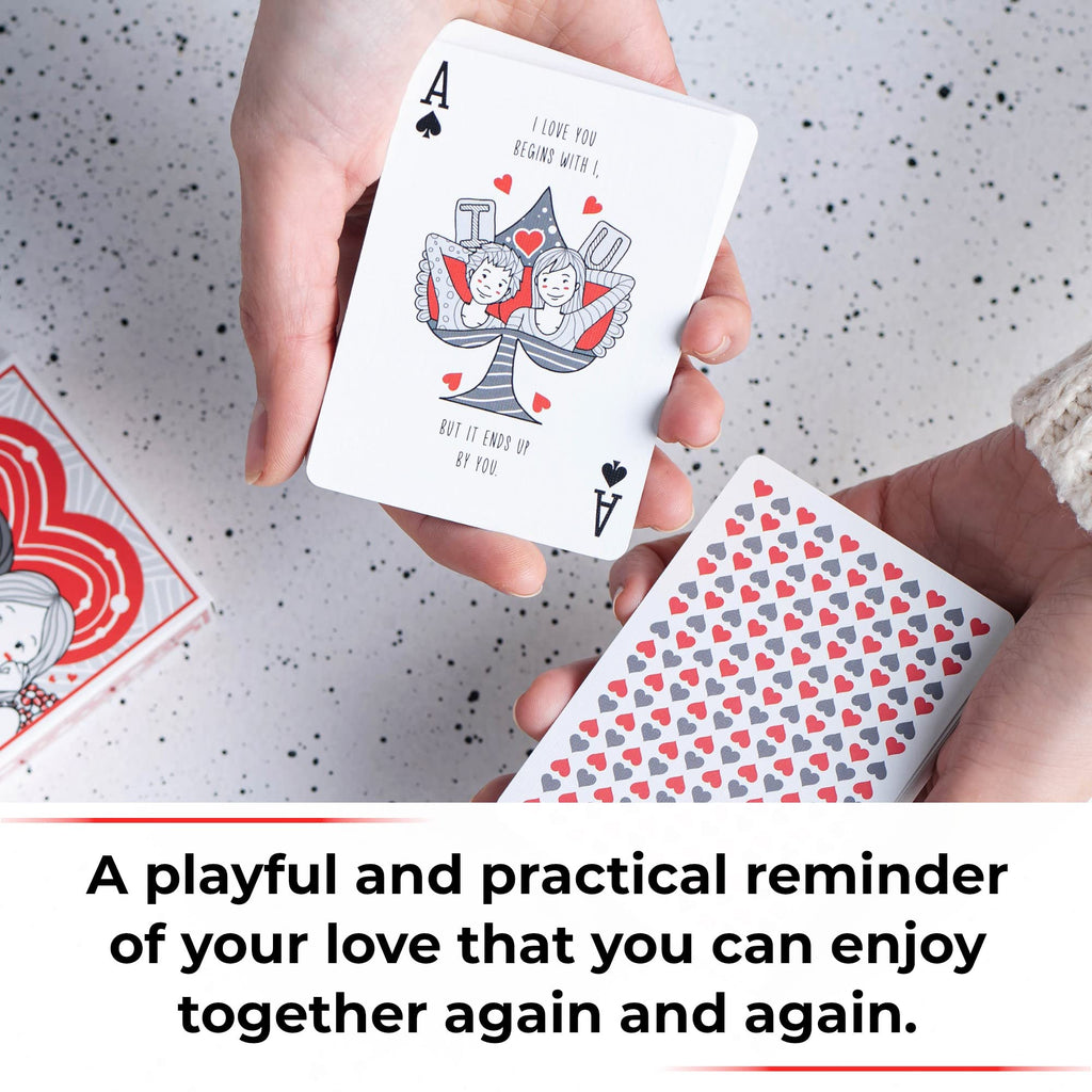Love You Playing Cards, Red & Medieval Black Deck with Unique Hand Drawn Love Artwork