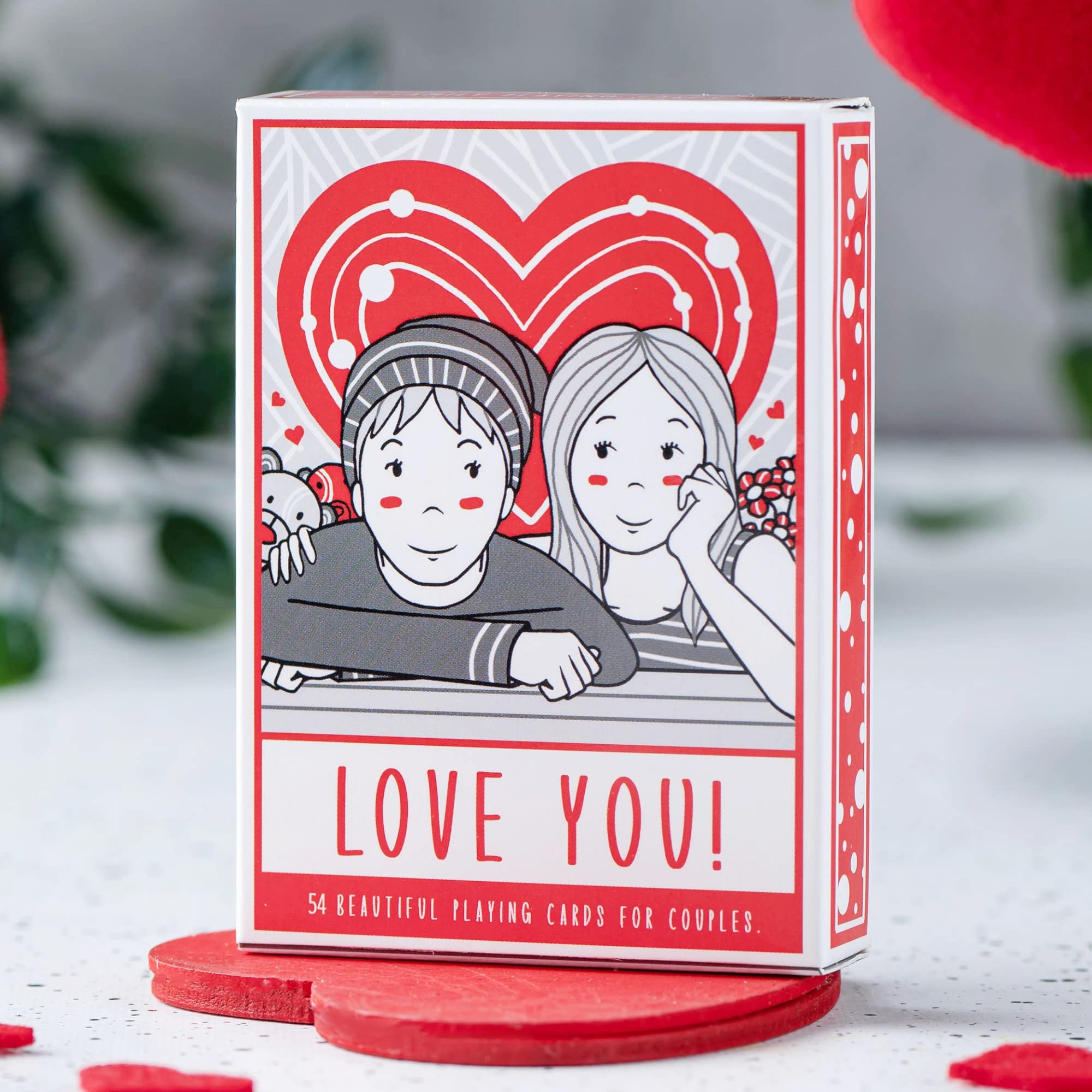 Love You Playing Cards, Red & Medieval Black Deck with Unique Hand Drawn Love Artwork